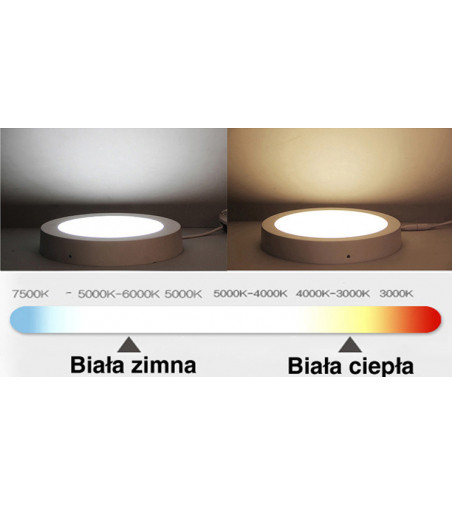 Panel LED biały Ø12cm 6W | Plafon Okrągły | Natynkowy