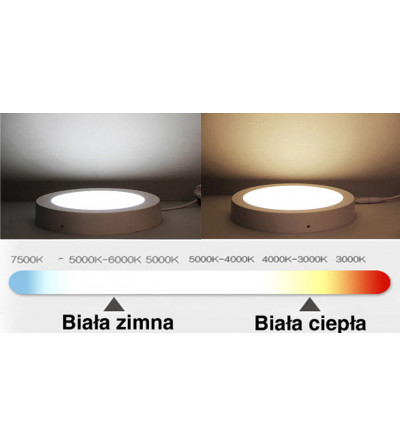 Panel LED biały Ø22cm 18W | Plafon Okrągły | Natynkowy