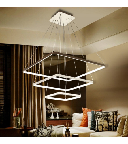 Żyrandol LED Lampa Fabio III kwadraty 30+50+70cm + Pilot