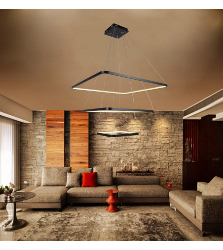 Żyrandol LED Lampa Fabio III kwadraty 30+50+70cm + Pilot