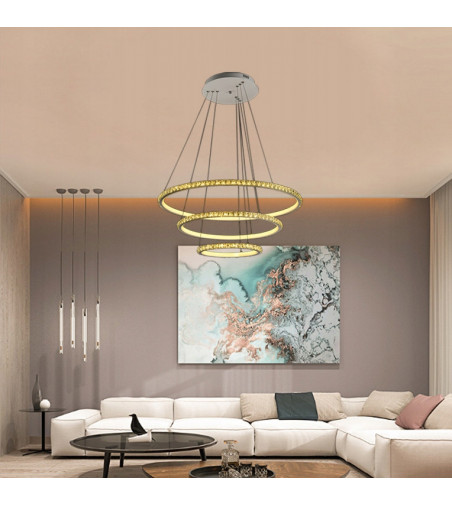 Lampa wisząca LED Enzo ring 30+50+70cm | Regulacja okregów