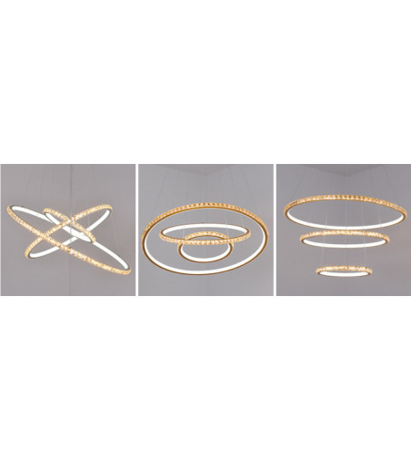 Lampa wisząca LED Enzo ring 30+50+70cm | Regulacja okregów