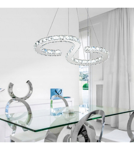 Lampa wisząca LED Stella 56cm | Szklane kryształki 24W