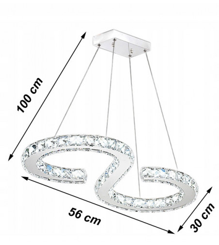 Lampa wisząca LED Stella 56cm | Szklane kryształki 24W