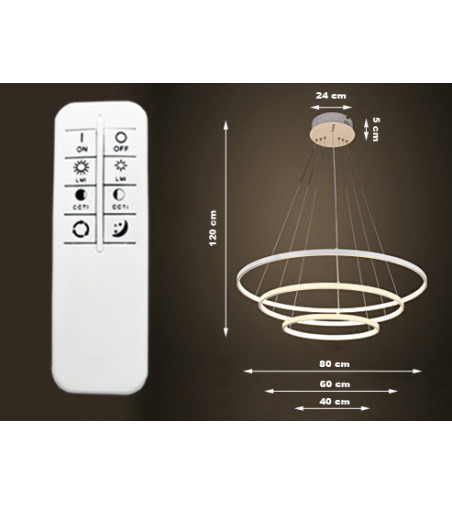 Lampa wisząca LED ring Silva IV okrągła 40+60+80cm + Pilot