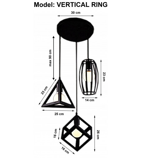 Klasyczny żyrandol 3D Vertical Ring z linii Loft - E27 - Nordic