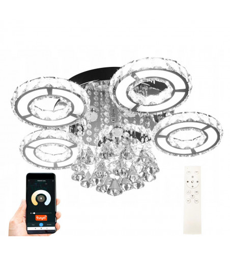 Kryształowa lampa syfitowa glamour LED Otylia ⌀62cm | Smart Home Wifi