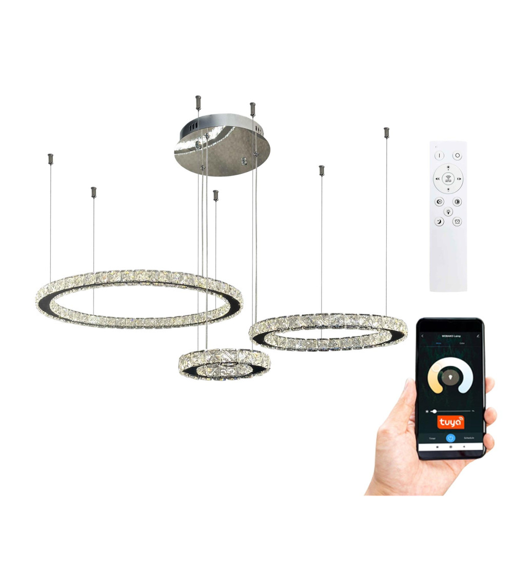 Wyjątkowa, inteligenytna lampa Atena EX III glamour z kryształkami, oferująca efektowne oświetleni Tuya App