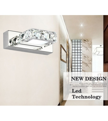 Kinkiet LED 3W z wbudowanymi szklanymi kryształkami | Stal