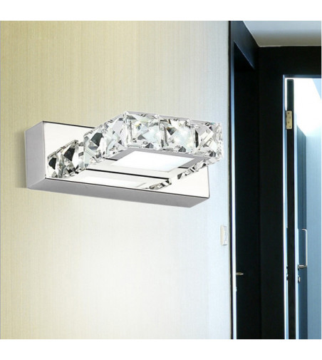 Kinkiet LED 3W z wbudowanymi szklanymi kryształkami | Stal