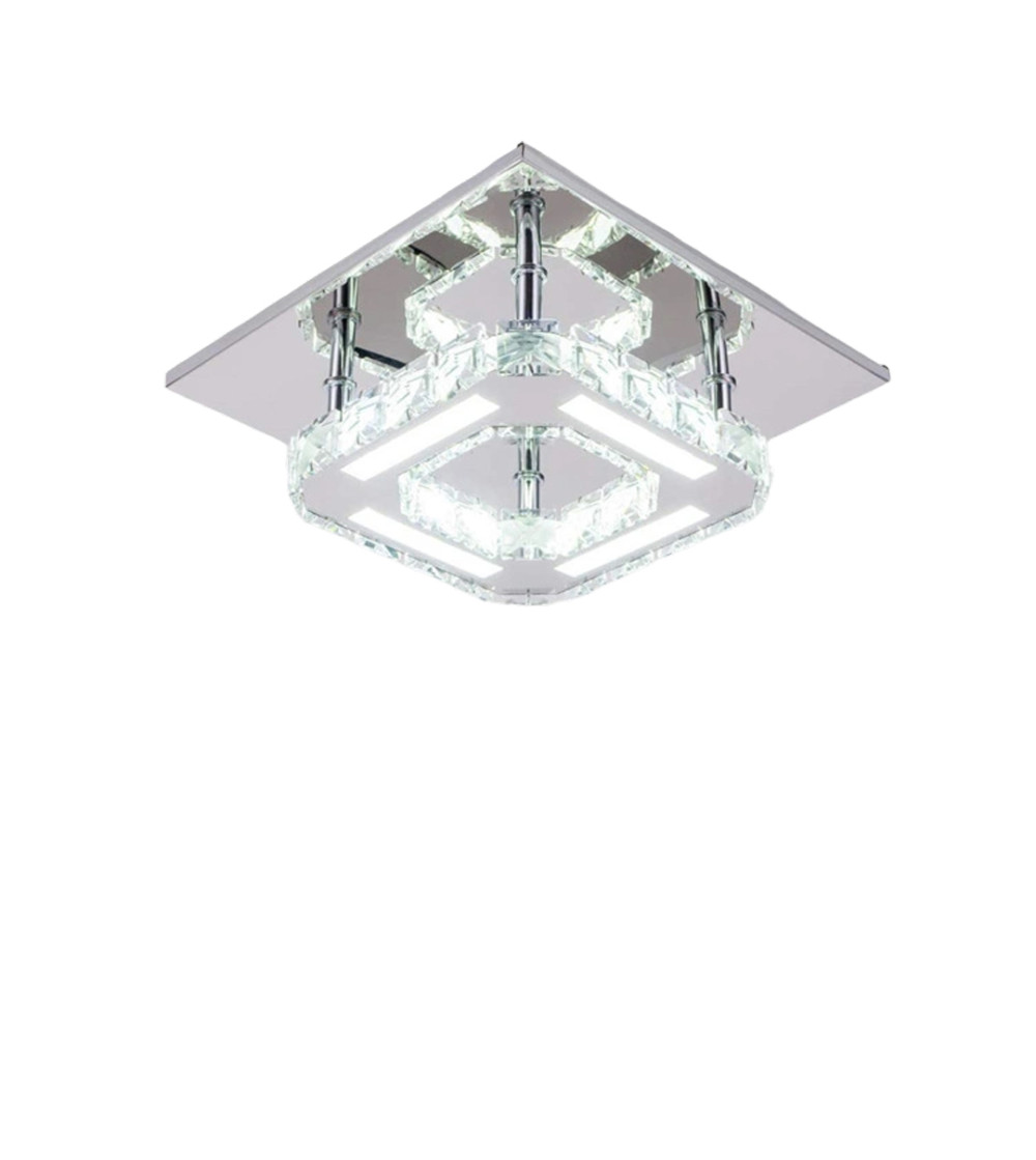 Lampa kryształ LED panel plafon Kinkiet kwadrat12W