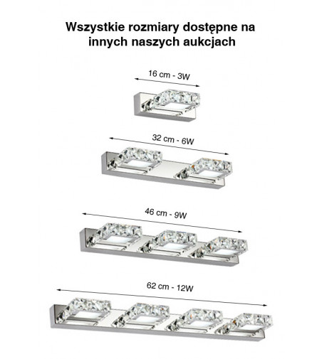 Kinkiet LED 3W z wbudowanymi szklanymi kryształkami | Stal