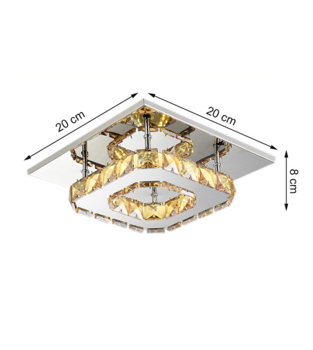 Meteor I lampa kryształ LED panel plafon Kinkiet kwadrat 12W