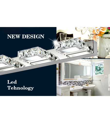 Kinkiet LED 3W z wbudowanymi szklanymi kryształkami | Stal