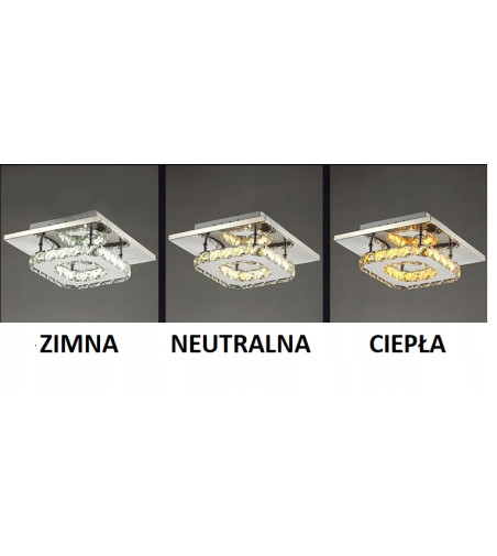 Meteor I lampa kryształ LED panel plafon Kinkiet kwadrat 12W