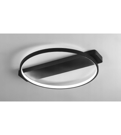 Czarna lampa sufitowa Leo I - plafon LED okrąg 42cm | Wobako