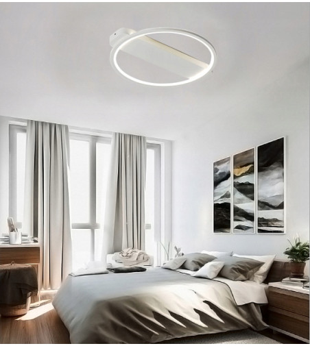 Biała lampa sufitowa Leo I - plafon LED okrąg 42cm | Wobako