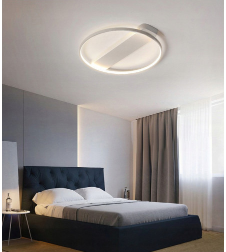 Biała lampa sufitowa Leo I - plafon LED okrąg 42cm | Wobako