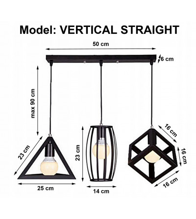 Klasyczny żyrandol 3D Vertical Straight z linii Loft - E27 - Nordic