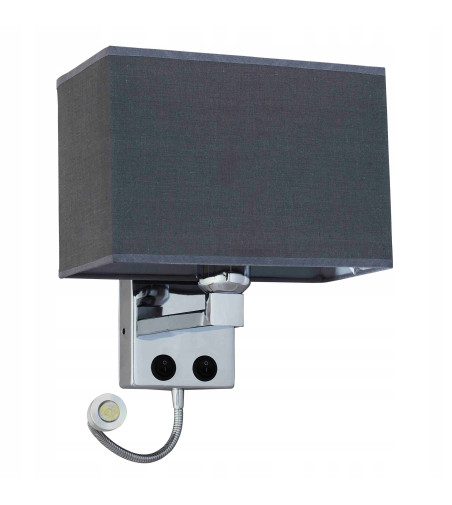 Kinkiet lampa ścienna grafitowa Nina Wobako LED do czytania w łóżku E27