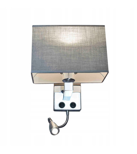 Kinkiet lampa ścienna grafitowa Nina Wobako LED do czytania w łóżku E27