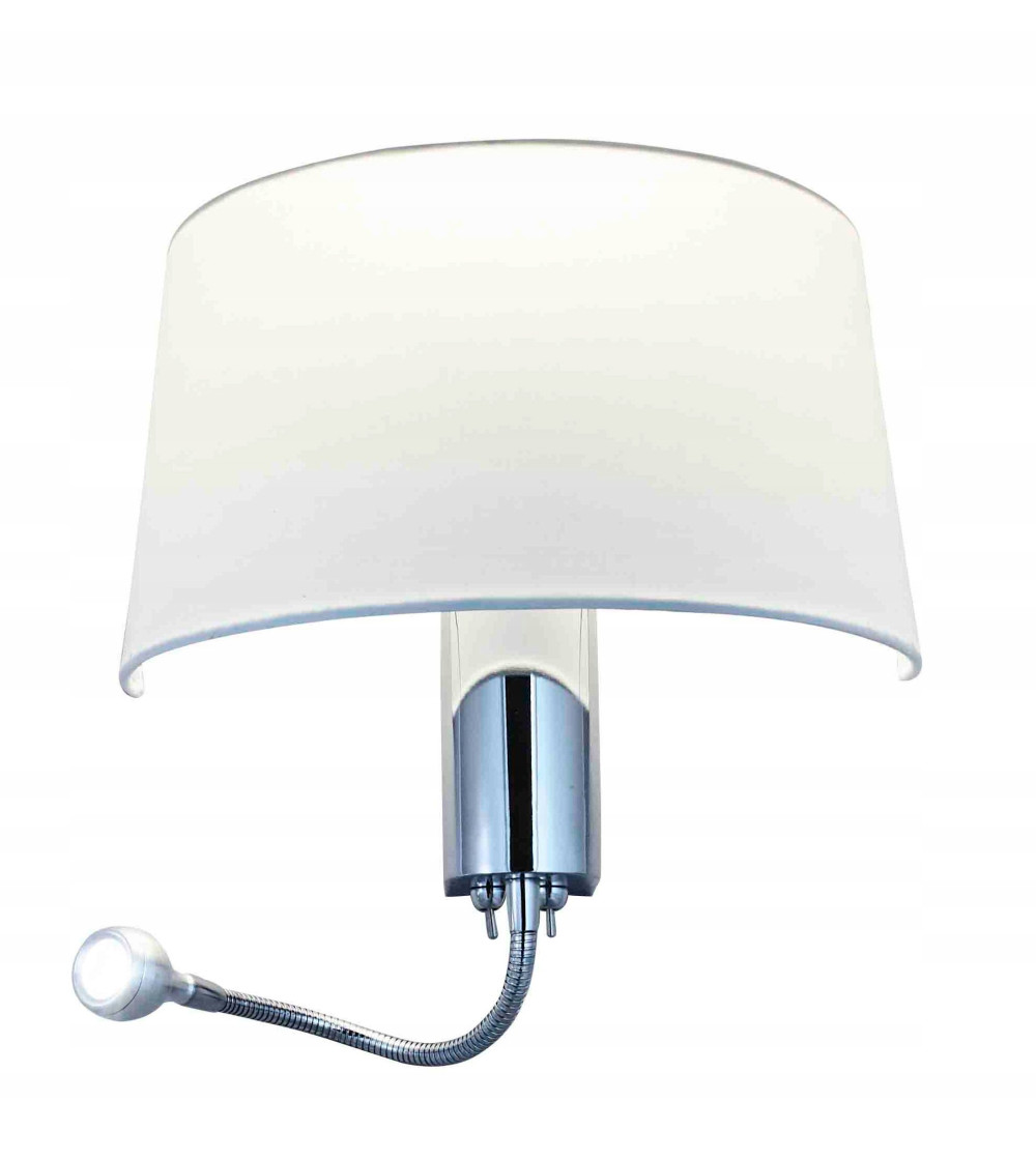 Vega Flexi kinkiet lampa nocna LED z białym abażurem do sypialni 