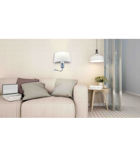 Vega Flexi kinkiet lampa nocna LED z białym abażurem do sypialni