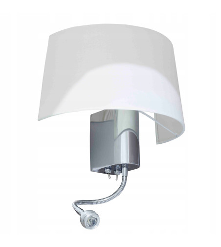 Vega Flexi kinkiet lampa nocna LED z białym abażurem do sypialni