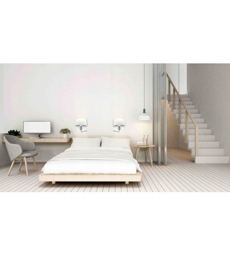 Vega Flexi kinkiet lampa nocna LED z białym abażurem do sypialni