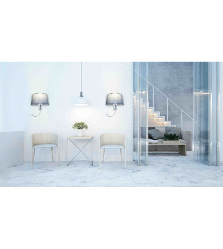 Kinkiet nocny z grafitowym abażurem do sypialni LED VEGA regulowana