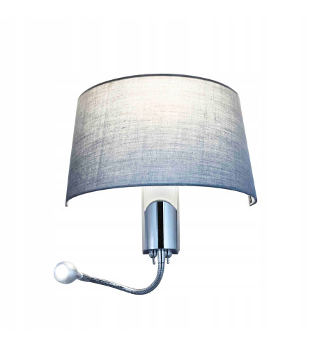 Kinkiet nocny z grafitowym abażurem do sypialni LED VEGA regulowana