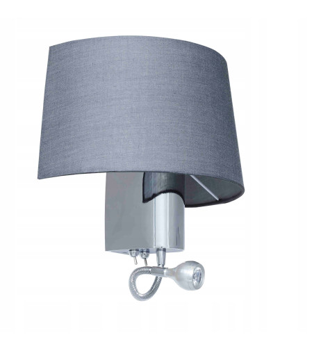 Kinkiet nocny z grafitowym abażurem do sypialni LED VEGA regulowana