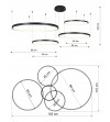 Czarna lampa wisząca Silva EX z pilotem - 4 okręgi LED ring  40/40/60/80cm