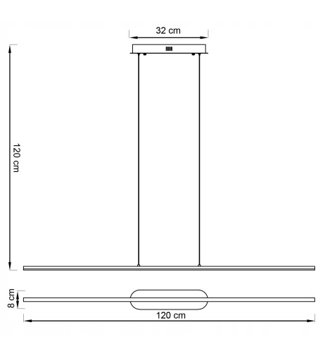 Monako ZŁOTA minimalistyczna długa lampa wisząca nad stół 120cm 20W  | LED