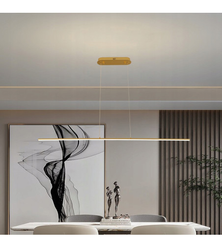 Monako ZŁOTA minimalistyczna długa lampa wisząca nad stół 120cm 20W  | LED