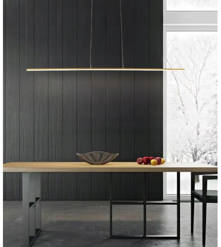 Monako ZŁOTA minimalistyczna długa lampa wisząca nad stół 120cm 20W  | LED