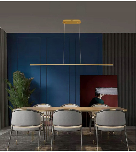 Monako ZŁOTA minimalistyczna długa lampa wisząca nad stół 120cm 20W  | LED