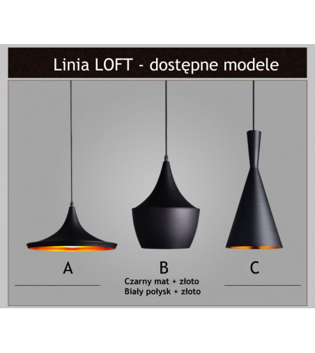 Nowoczesna czarno-złota lampa wisząca z linii LOFT 23cm E27