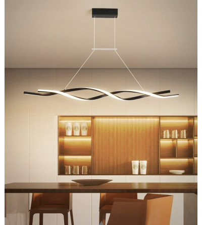 Czarna lampa wisząca Santiago LED długa nad stół nowoczesna 118cm