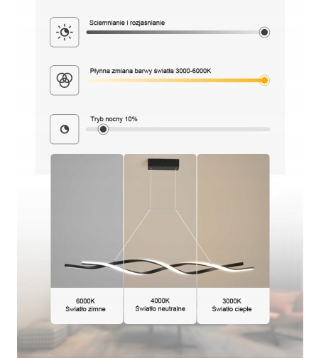 Santiago nowoczesna długa lampa wisząca nad stół 118cm 53W  | LED