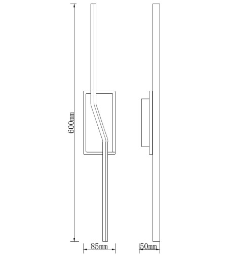 Liniowy średniej wielkości złoty kinkiet LED o nietuzinkowej formie 60cm