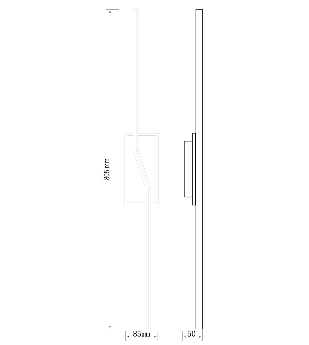 Czarny kinkiet w przełamującej stereotyp formie linie geometryczne 80cm