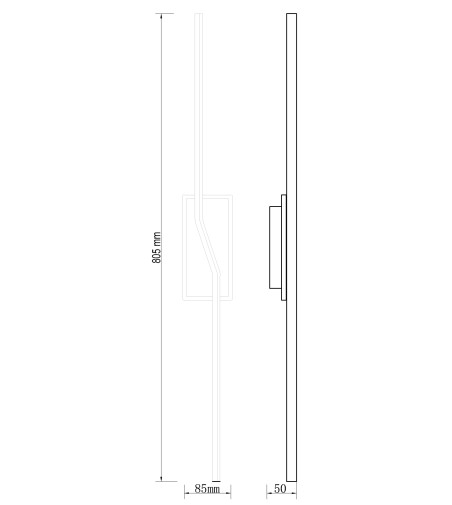 Czarny kinkiet w przełamującej stereotyp formie linie geometryczne 80cm