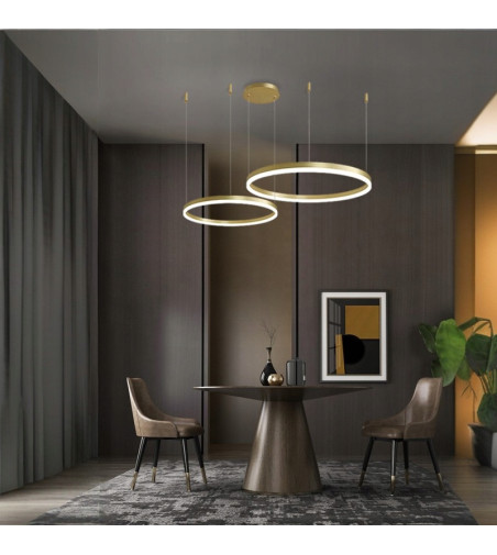 Nowoczesna Złota Lampa z Dwoma Okręgami | SILVA EXT II 60 PRO