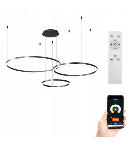 Czarna Lampa Regulowane Ringi SILVA EXT III | Elegancja i Nowoczesność