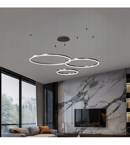 Czarna Lampa Regulowane Ringi SILVA EXT III | Elegancja i Nowoczesność