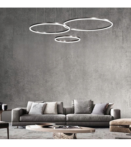 Czarna Lampa Regulowane Ringi SILVA EXT III | Elegancja i Nowoczesność