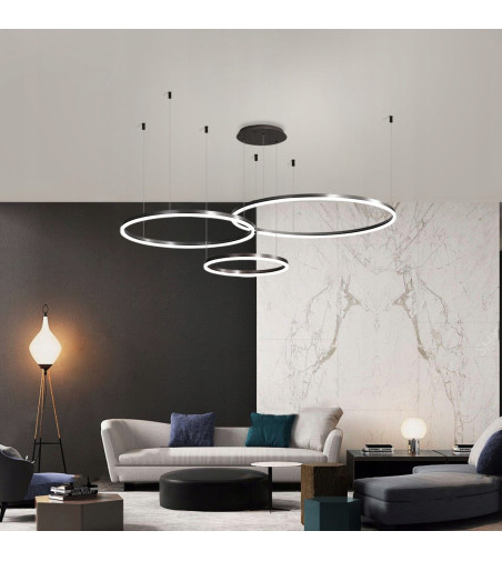 Czarna Lampa Regulowane Ringi SILVA EXT III | Elegancja i Nowoczesność