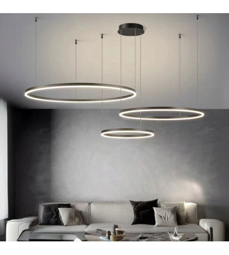 Czarna Lampa Regulowane Ringi SILVA EXT III | Elegancja i Nowoczesność