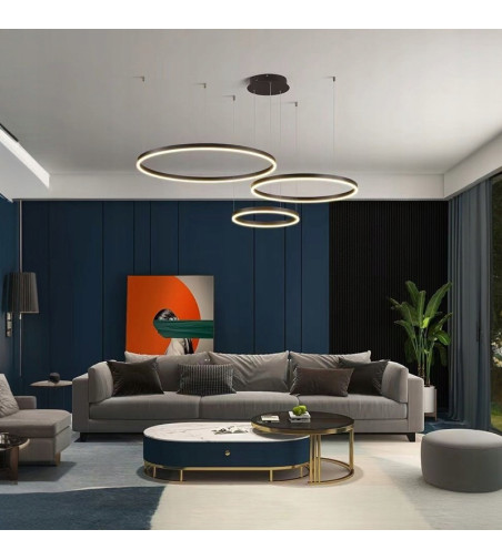 Czarna Lampa Regulowane Ringi SILVA EXT III | Elegancja i Nowoczesność